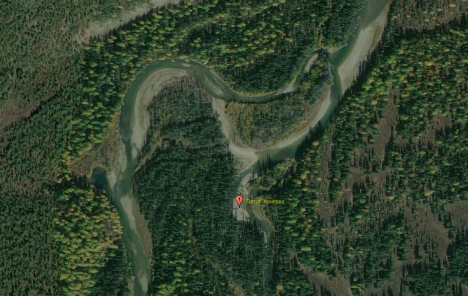 Место ночёвки на Лене — спутниковый снимок